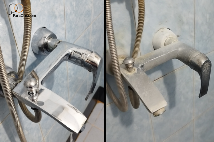 رسوب زدای جلازین اسپری رفع اهک و گچ روی شیرآلات و دوش حمام